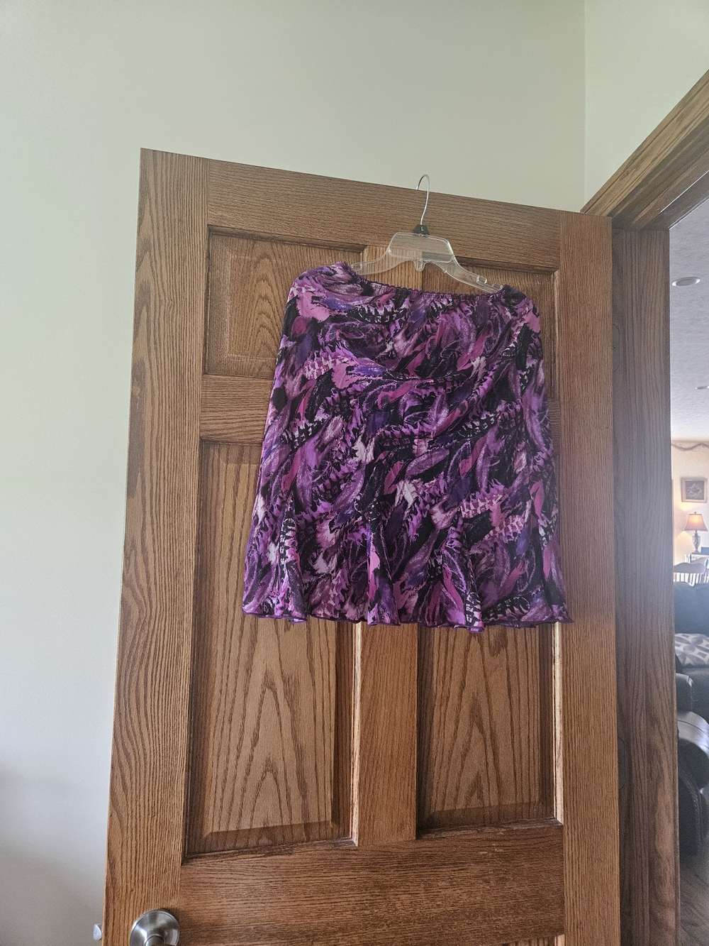 dressbarn Purple Patterned Mini Skirt